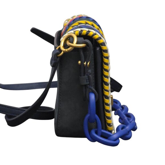 Tory Burch Kira Whipstitch Navy Suede Leather Mini Crossbody Shoulder Bag‎ - Picture 3 of 12